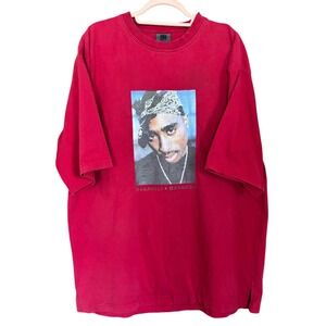 VTG Makaveli Branded Tupac Shakur 2Pac Graphic T-Shirt Mens Red XXXL 100% Cotton